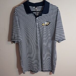 Adidas Striped Polo Shirt - Navy and White